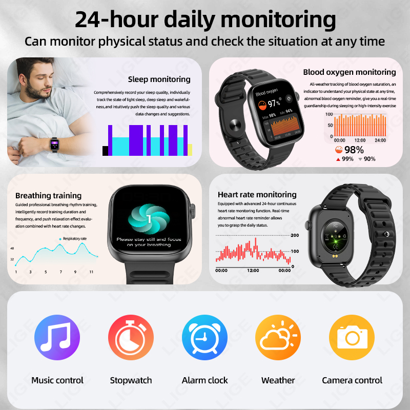 Умные часы LIGE для мужчин с H – обзор и цена Smartwatch Custom