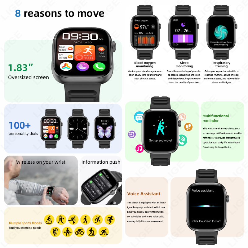 Умные часы LIGE для мужчин с H – обзор и цена Smartwatch Custom